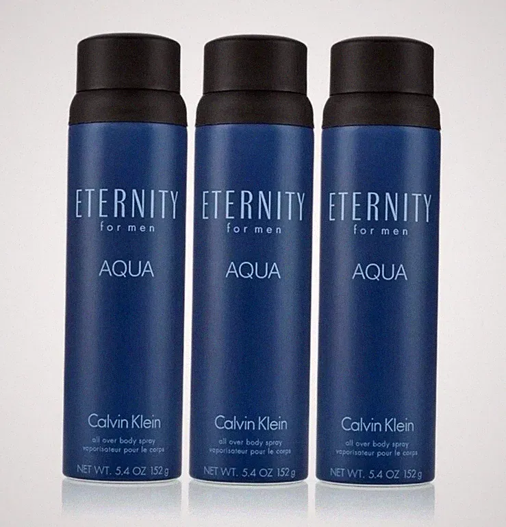 3 BOTTLES of Eternity Aqua by Calvin Klein 5.4 oz Body Spray for Men