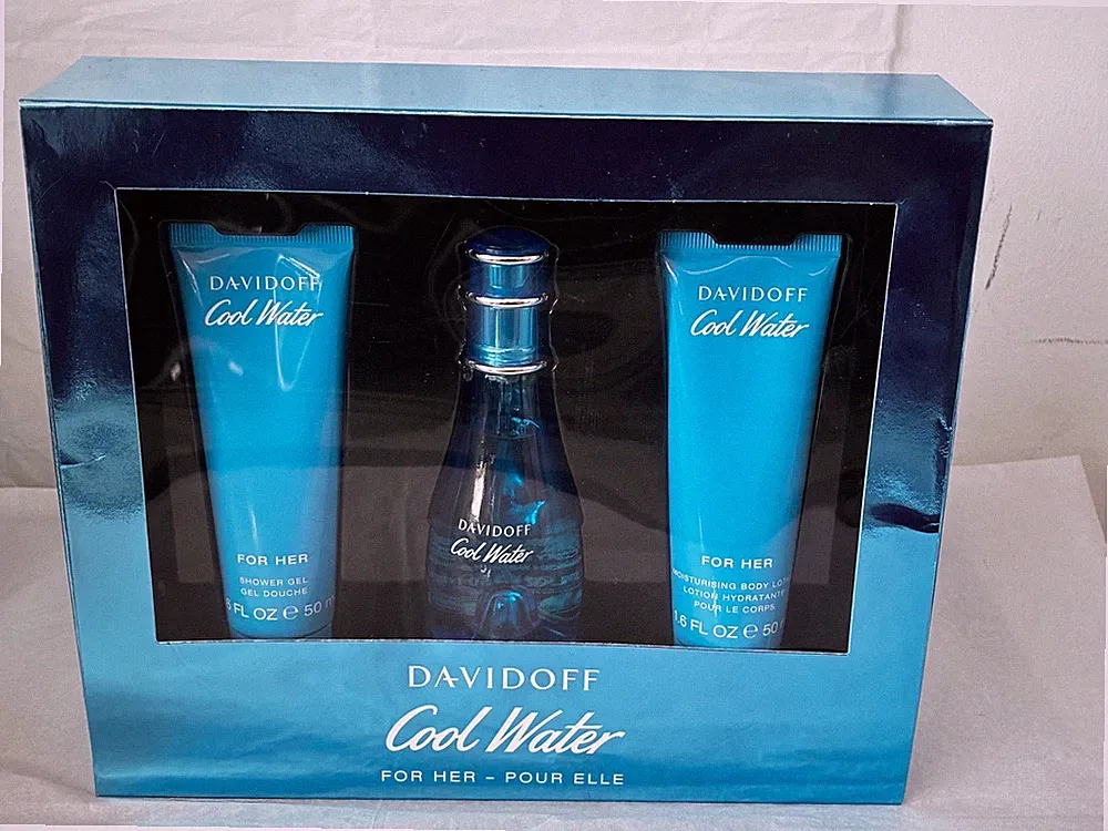 COOL WATER by Davidoff| Women's 3 Pcs Gift Set: 1.7 EDT+1.6 S. Gel+1.6 B. Lotion