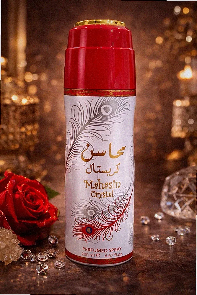Lattafa Mahasin Crystal Perfumed Spray 200ml Ozone Friendly No CFC