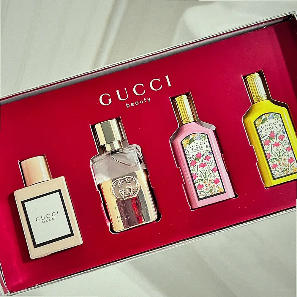 New 4PC Gucci Fragrance Discovery Holiday Splash Mini size Gift Set 5 ml/0.16 oz